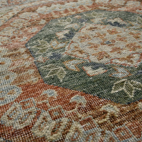 AMER Rugs Milano Drev MIL-12 Hand-Knotted Handmade Raw Handspun New Zealand Wool Traditional Medallion Rug Baby Blue 10' x 14'