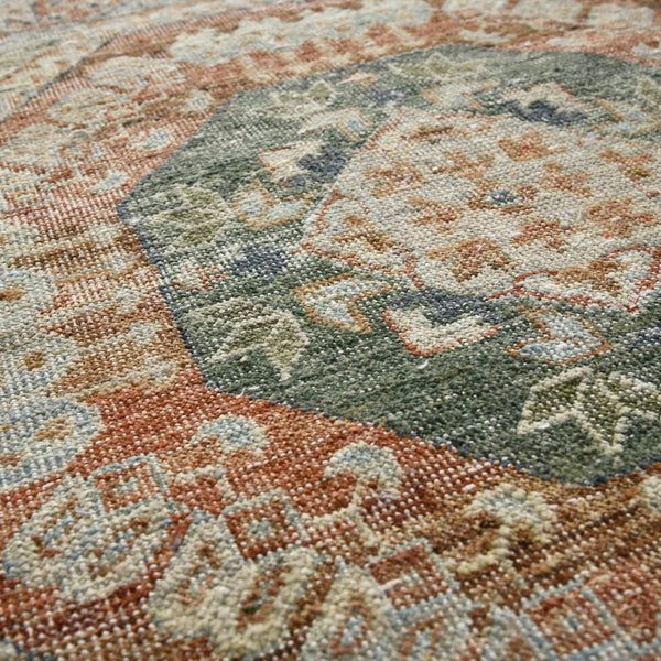 Amer Rugs Milano Classic Medallion Hand-knotted Area Rug In Luxurious New Zealand Wool For Elegant Décor Baby Blue,Carrot Wool Mil120912