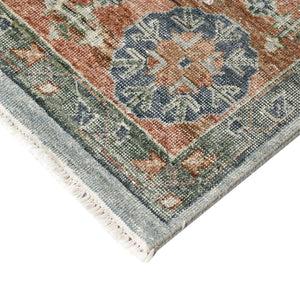 Amer Rugs Milano Classic Medallion Hand-knotted Area Rug In Luxurious New Zealand Wool For Elegant Décor Baby Blue,Carrot Wool Mil120912