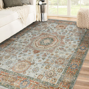 Amer Rugs Milano Classic Medallion Hand-knotted Area Rug In Luxurious New Zealand Wool For Elegant Décor Baby Blue,Carrot Wool Mil120912