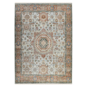 Amer Rugs Milano Classic Medallion Hand-knotted Area Rug In Luxurious New Zealand Wool For Elegant Décor Baby Blue,Carrot Wool Mil120912