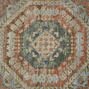 Amer Rugs Milano Classic Medallion Hand-knotted Area Rug In Luxurious New Zealand Wool For Elegant Décor Baby Blue,Carrot Wool Mil120912