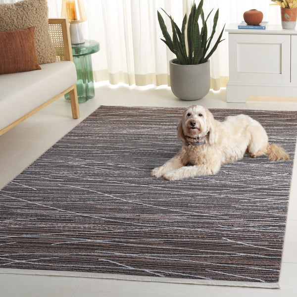 Safavieh Mila Modern Area Rug - Elegant Power Loomed Design For Living Room, Bedroom, Or Office Decor Beige ,Ivory Black Polyester Mil222c-9