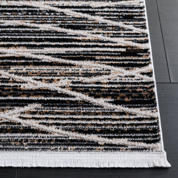 Safavieh Mila Modern Area Rug - Elegant Power Loomed Design For Living Room, Bedroom, Or Office Decor Black ,Beige Ivory Polyester Mil222z-9