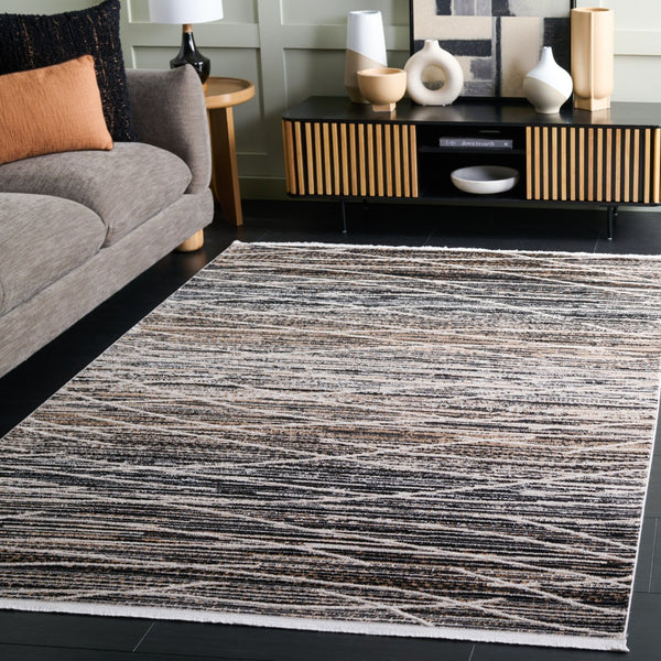 Safavieh Mila Modern Area Rug - Elegant Power Loomed Design For Living Room, Bedroom, Or Office Decor Black ,Beige Ivory Polyester Mil222z-9