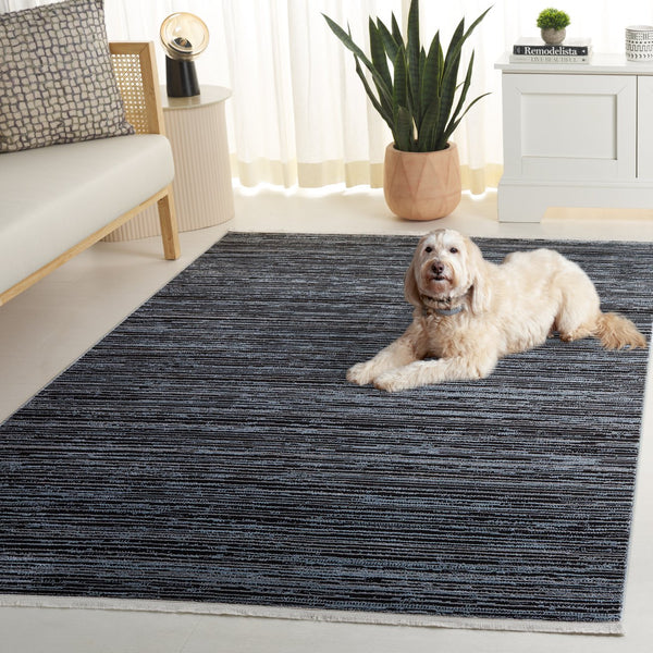Safavieh Mila Modern Runner Rug - Stylish Power Loomed Polyester Design For Elegant Home Decor Upgrade Light Blue ,Black Polyester Mil224l-5