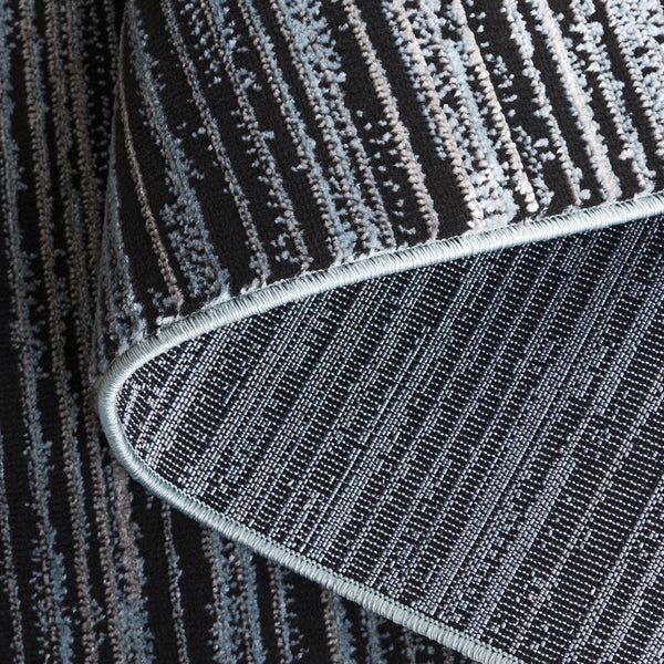 Safavieh Mila Modern Runner Rug - Stylish Power Loomed Polyester Design For Elegant Home Decor Upgrade Light Blue ,Black Polyester Mil224l-5