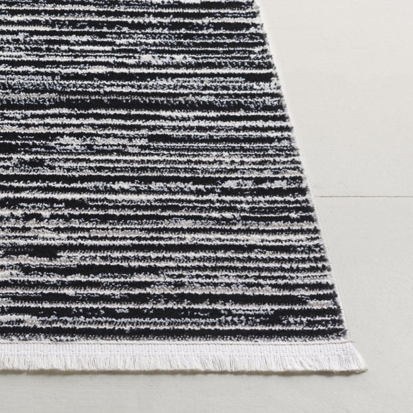 Safavieh Mila Modern Runner Rug - Stylish Power Loomed Polyester Design For Elegant Home Decor Upgrade Black ,Ivory Polyester Mil224z-5