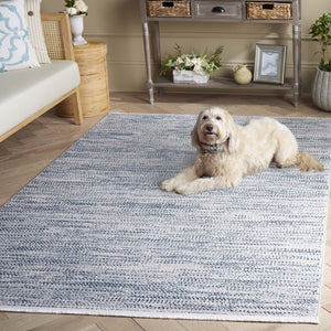 Safavieh Mila Modern Abstract Area Rug - Elegant Blue And Ivory Design For Luxurious Home Decor Comfort Blue ,Ivory Polyester Mil226m-9