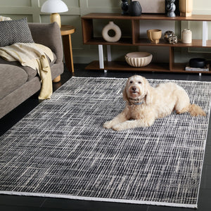 Safavieh Mila Modern Ivory And Black Runner Rug - Stylish Power Loomed Design For Hallway Elegance Ivory ,Black Polyester Mil228a-5
