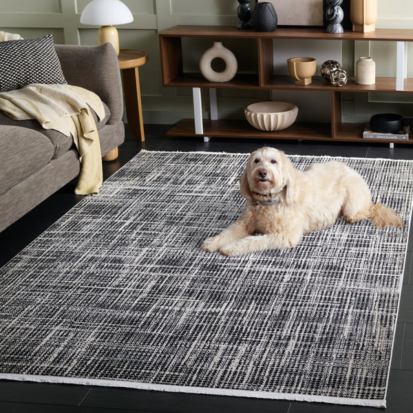 Safavieh Mila Modern Ivory And Black Runner Rug - Stylish Power Loomed Design For Hallway Elegance Ivory ,Black Polyester Mil228a-5
