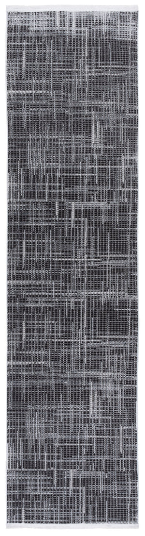 Safavieh Mila Modern Ivory And Black Runner Rug - Stylish Power Loomed Design For Hallway Elegance Light Grey ,Black Polyester Mil228f-28