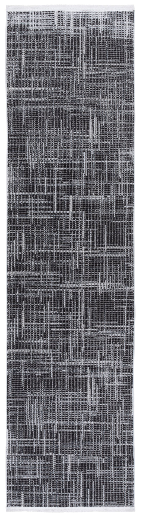 Safavieh Mila Modern Ivory And Black Runner Rug - Stylish Power Loomed Design For Hallway Elegance Light Grey ,Black Polyester Mil228f-28