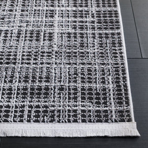 Safavieh Mila Modern Ivory And Black Runner Rug - Stylish Power Loomed Design For Hallway Elegance Light Grey ,Black Polyester Mil228f-5