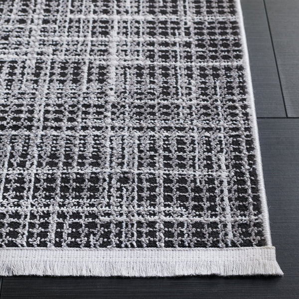 Safavieh Mila Modern Ivory And Black Runner Rug - Stylish Power Loomed Design For Hallway Elegance Light Grey ,Black Polyester Mil228f-5