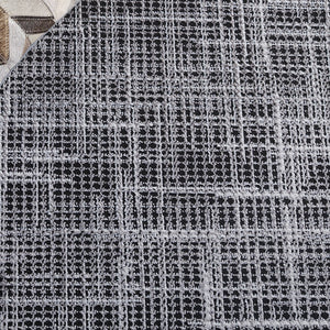 Safavieh Mila Modern Ivory And Black Runner Rug - Stylish Power Loomed Design For Hallway Elegance Light Grey ,Black Polyester Mil228f-5