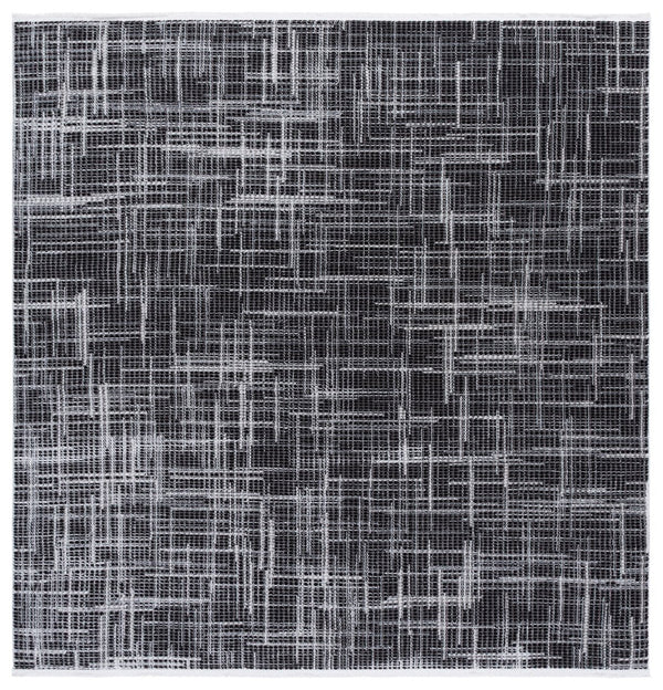 Safavieh Mila Modern Ivory And Black Runner Rug - Stylish Power Loomed Design For Hallway Elegance Light Grey ,Black Polyester Mil228f-7sq