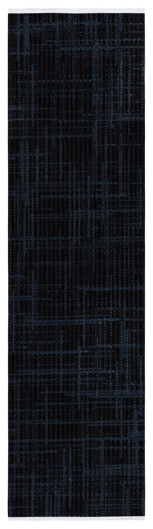 Safavieh Mila Modern Ivory And Black Runner Rug - Stylish Power Loomed Design For Hallway Elegance Dark Blue ,Black Polyester Mil228l-28