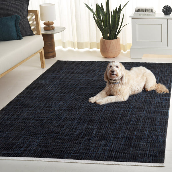 Safavieh Mila Modern Ivory And Black Runner Rug - Stylish Power Loomed Design For Hallway Elegance Dark Blue ,Black Polyester Mil228l-5