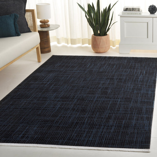 Safavieh Mila Modern Ivory And Black Runner Rug - Stylish Power Loomed Design For Hallway Elegance Dark Blue ,Black Polyester Mil228l-5