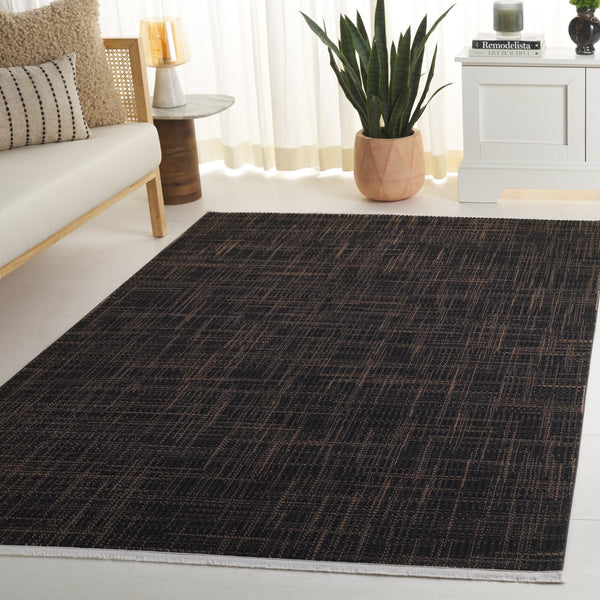 Safavieh Mila Modern Ivory And Black Runner Rug - Stylish Power Loomed Design For Hallway Elegance Brown ,Black Polyester Mil228t-5
