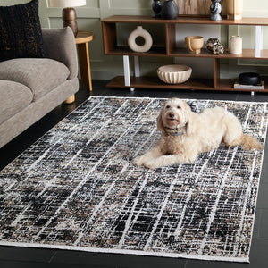 Safavieh Mila Modern Area Rug – Elegant Polyester Design For Contemporary & Classic Interiors, 5/8" Height Brown ,Black Ivory Polyester Mil230t-9