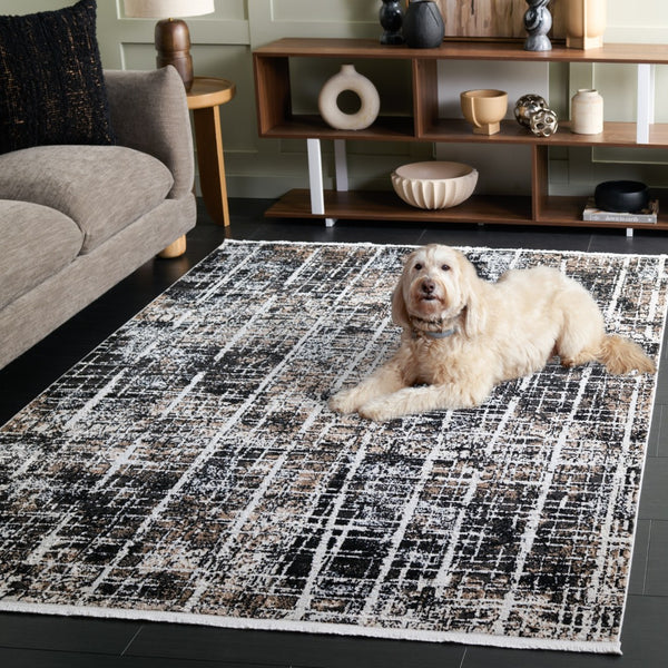 Safavieh Mila Modern Area Rug – Elegant Polyester Design For Contemporary & Classic Interiors, 5/8" Height Brown ,Black Ivory Polyester Mil230t-9