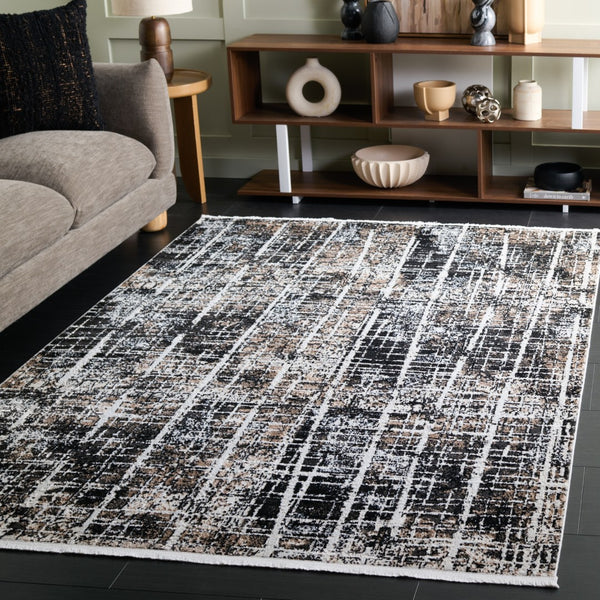 Safavieh Mila Modern Area Rug – Elegant Polyester Design For Contemporary & Classic Interiors, 5/8" Height Brown ,Black Ivory Polyester Mil230t-9