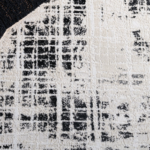 Safavieh Mila Modern Runner Rug - Elegant Power Loomed Design For Hallways, Stylish Home Décor Enhancement Black ,Ivory Polyester Mil230z-5