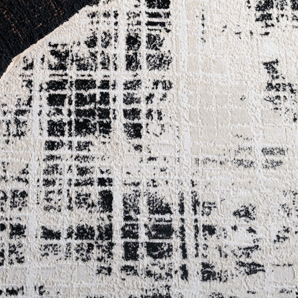 Safavieh Mila Modern Area Rug – Elegant Polyester Design For Contemporary & Classic Interiors, 5/8" Height Black ,Ivory Polyester Mil230z-7sq