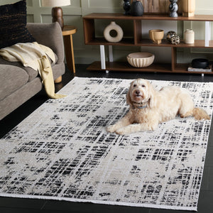 Safavieh Mila Modern Runner Rug - Elegant Power Loomed Design For Hallways, Stylish Home Décor Enhancement Black ,Ivory Polyester Mil230z-5