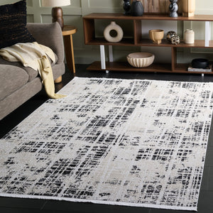 Safavieh Mila Modern Runner Rug - Elegant Power Loomed Design For Hallways, Stylish Home Décor Enhancement Black ,Ivory Polyester Mil230z-5