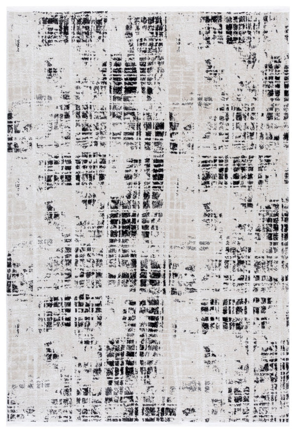 Safavieh Mila Modern Area Rug – Elegant Polyester Design For Contemporary & Classic Interiors, 5/8" Height Black ,Ivory Polyester Mil230z-7sq