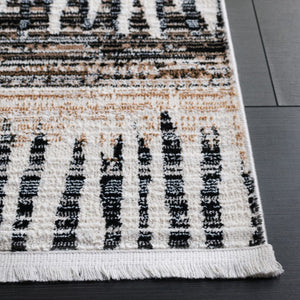 Safavieh Mila Bohemian Area Rug – Luxurious Polyester, Durable Craftsmanship, Perfect For Cozy Spaces Beige ,Ivory Black Polyester Mil234c-4