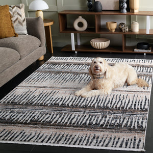 Safavieh Mila Bohemian Area Rug – Luxurious Polyester, Durable Craftsmanship, Perfect For Cozy Spaces Beige ,Ivory Black Polyester Mil234c-4