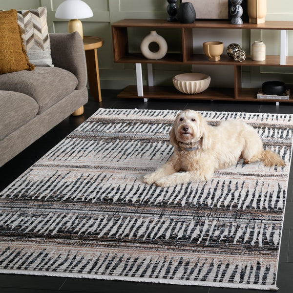 Safavieh Mila Bohemian Area Rug – Luxurious Polyester, Durable Craftsmanship, Perfect For Cozy Spaces Beige ,Ivory Black Polyester Mil234c-4