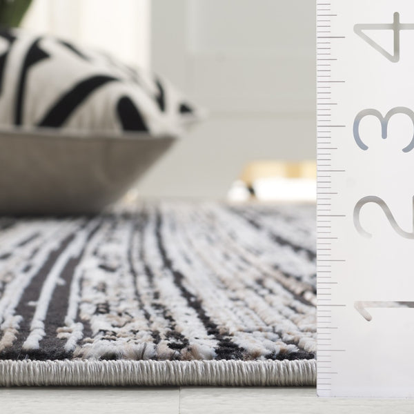 Safavieh Mila Bohemian Area Rug – Luxurious Polyester, Durable Craftsmanship, Perfect For Cozy Spaces Black ,Beige Ivory Polyester Mil234z-8