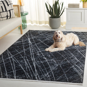 Safavieh Mila Modern Square Rug 6'7" X 6'7" Black & Beige Ivory – Low-Profile 5/8" Pile, Durable Power-Loomed Design MIL236Z-7SQ
