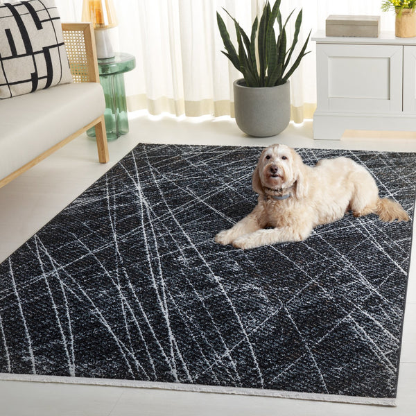 Safavieh Mila Modern Square Rug 6'7" X 6'7" Black & Beige Ivory – Low-Profile 5/8" Pile, Durable Power-Loomed Design MIL236Z-7SQ