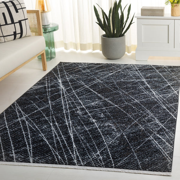 Safavieh Mila Modern Square Rug 6'7" X 6'7" Black & Beige Ivory – Low-Profile 5/8" Pile, Durable Power-Loomed Design MIL236Z-7SQ
