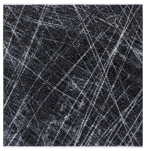 Safavieh Mila Modern Square Rug 6'7" X 6'7" Black & Beige Ivory – Low-Profile 5/8" Pile, Durable Power-Loomed Design MIL236Z-7SQ