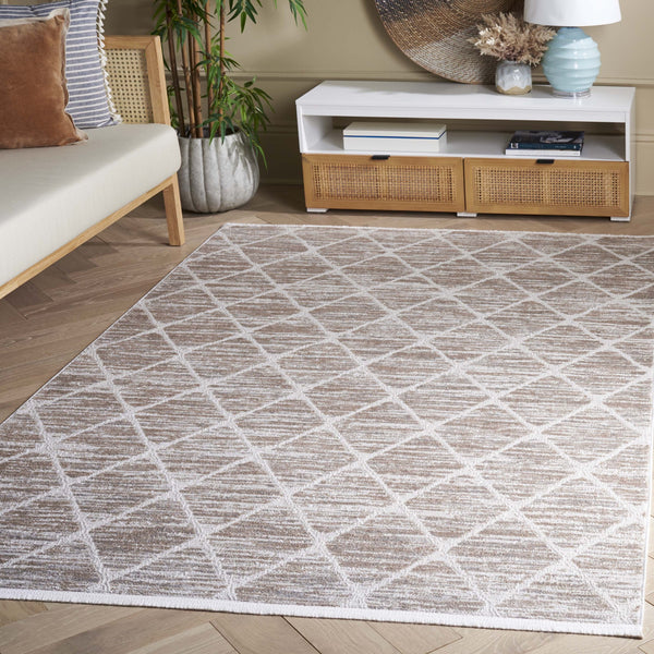 Safavieh Mila Modern Turkish Area Rug - Elegant Geometric Design, Plush Texture, Eco-friendly Luxury Decor Beige ,Ivory Polyester Mil240b-5