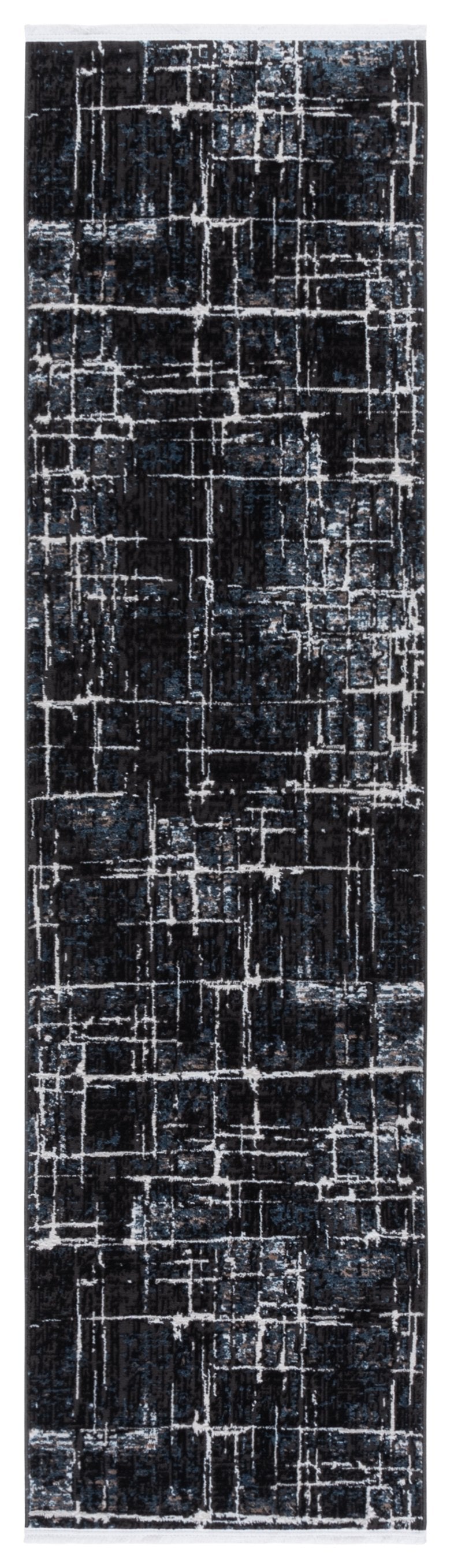 Safavieh Mila Modern Area Rug Runner - Elegant Power Loomed Design For Hallway Or Entryway Sophistication Black ,Blue Ivory Polyester Mil292z-28