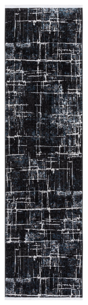 Safavieh Mila Modern Area Rug Runner - Elegant Power Loomed Design For Hallway Or Entryway Sophistication Black ,Blue Ivory Polyester Mil292z-28