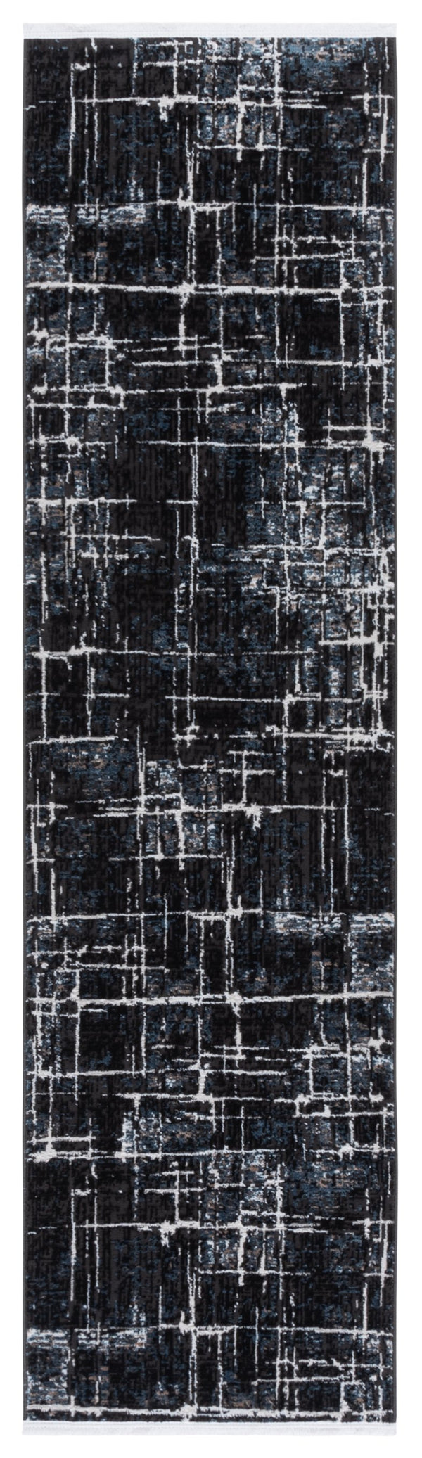 Safavieh Mila Modern Area Rug Runner - Elegant Power Loomed Design For Hallway Or Entryway Sophistication Black ,Blue Ivory Polyester Mil292z-28