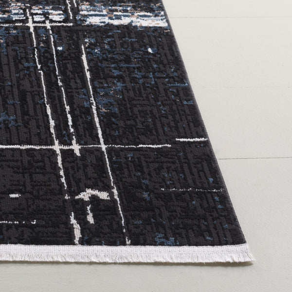 Safavieh Mila Modern Area Rug Runner - Elegant Power Loomed Design For Hallway Or Entryway Sophistication Black ,Blue Ivory Polyester Mil292z-5