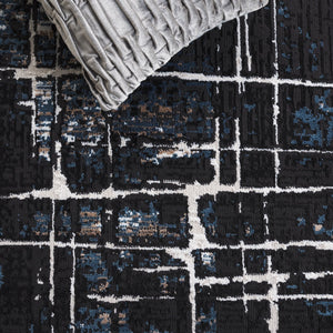 Safavieh Mila Modern Area Rug Runner - Elegant Power Loomed Design For Hallway Or Entryway Sophistication Black ,Blue Ivory Polyester Mil292z-5