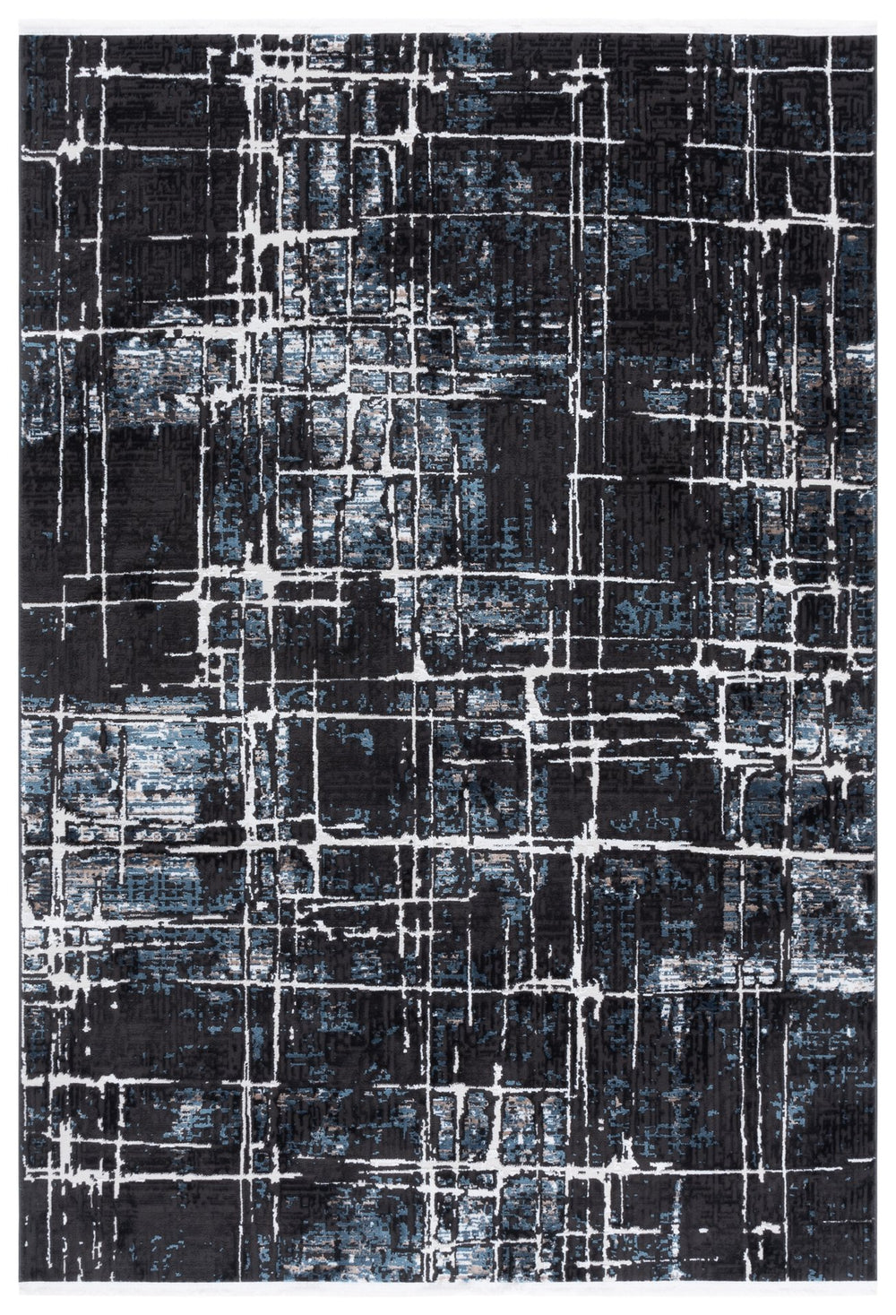 Safavieh Mila Modern Area Rug Runner - Elegant Power Loomed Design For Hallway Or Entryway Sophistication Black ,Blue Ivory Polyester Mil292z-28