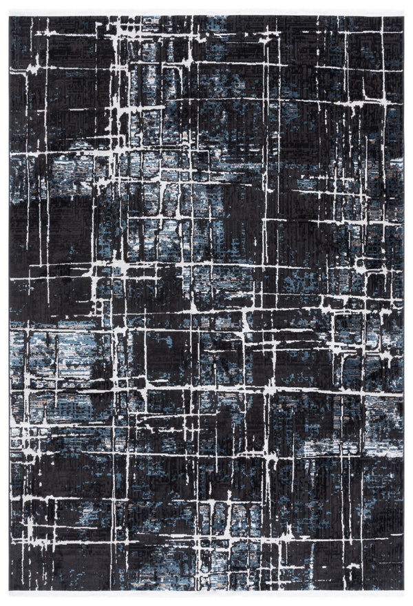 Safavieh Mila Modern Area Rug Runner - Elegant Power Loomed Design For Hallway Or Entryway Sophistication Black ,Blue Ivory Polyester Mil292z-5