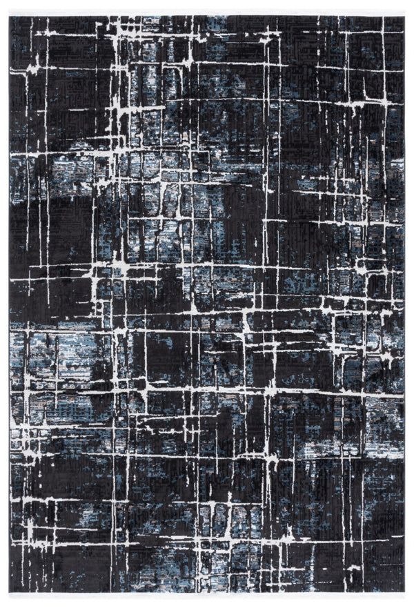 Safavieh Mila Modern Area Rug - Elegant Power Loomed Design For Timeless Home Decor And Comfort Black ,Blue Ivory Polyester Mil292z-8